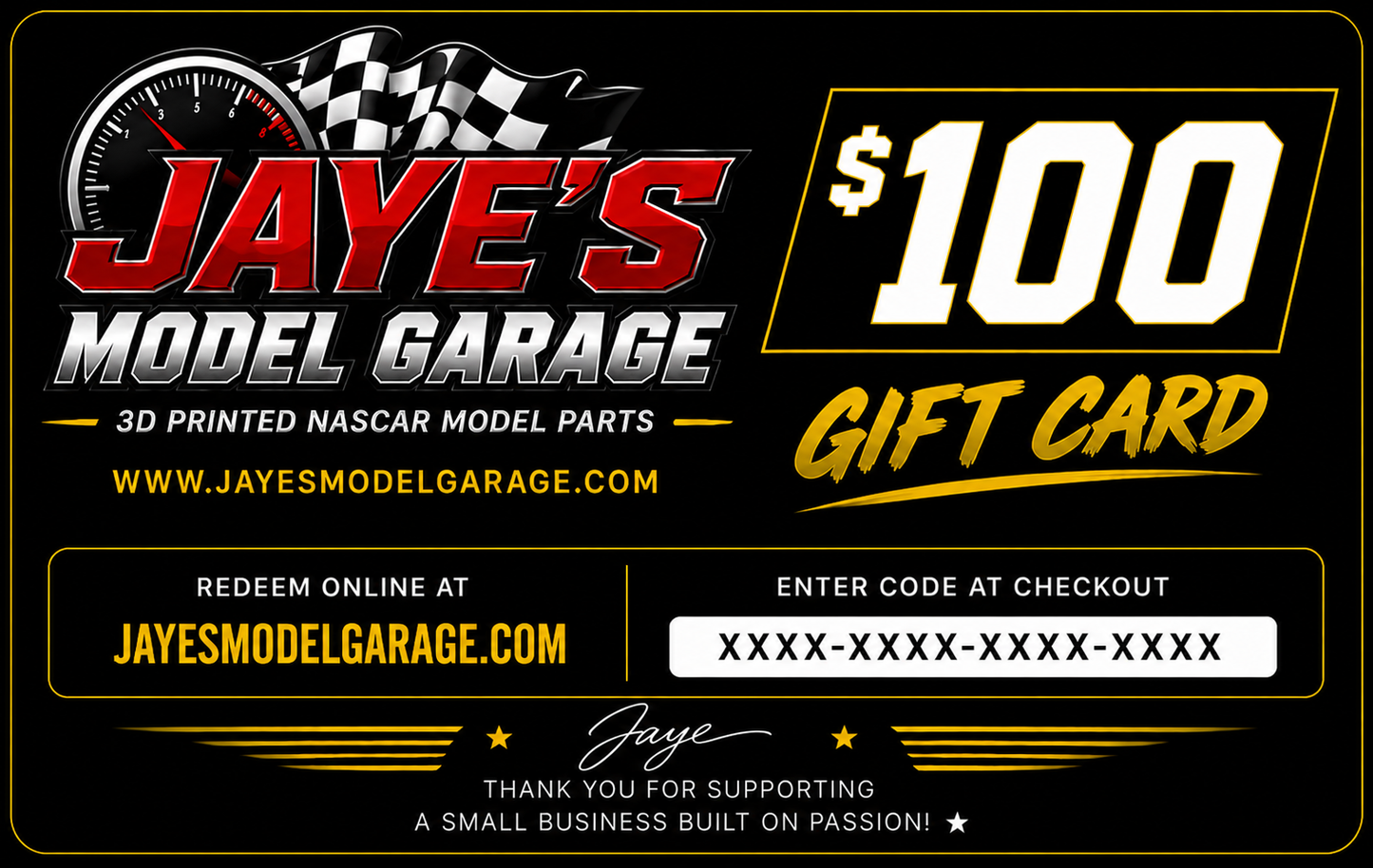 Gift Cards | Jaye's Model Garage