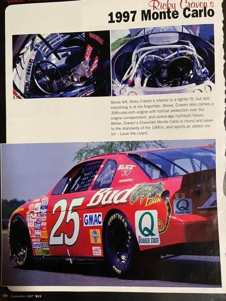 1997 Ricky Craven Budweiser Louie The Lizard Decals
