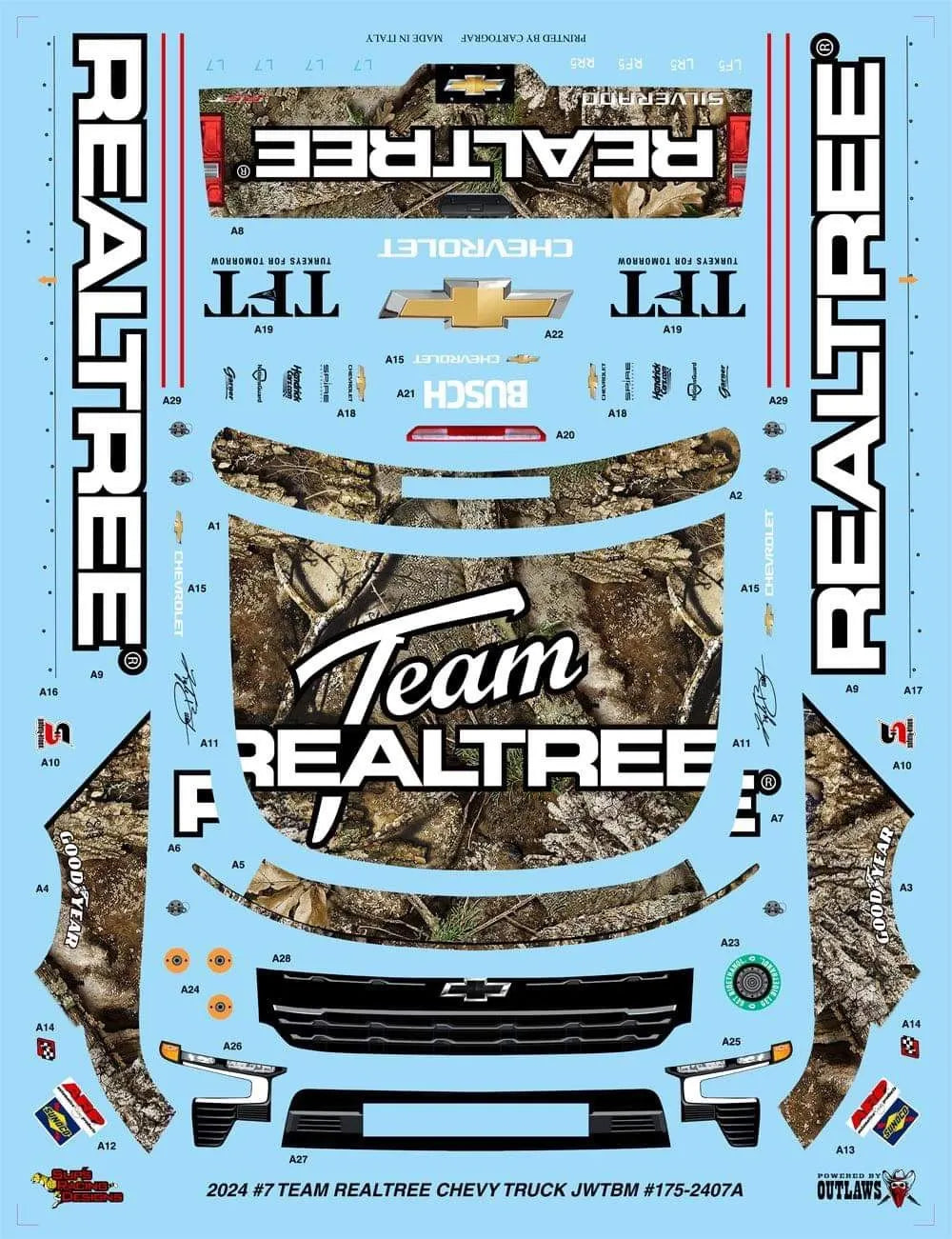 2024 Kyle Busch Team Realtree Chevy Silverado Decal Set
