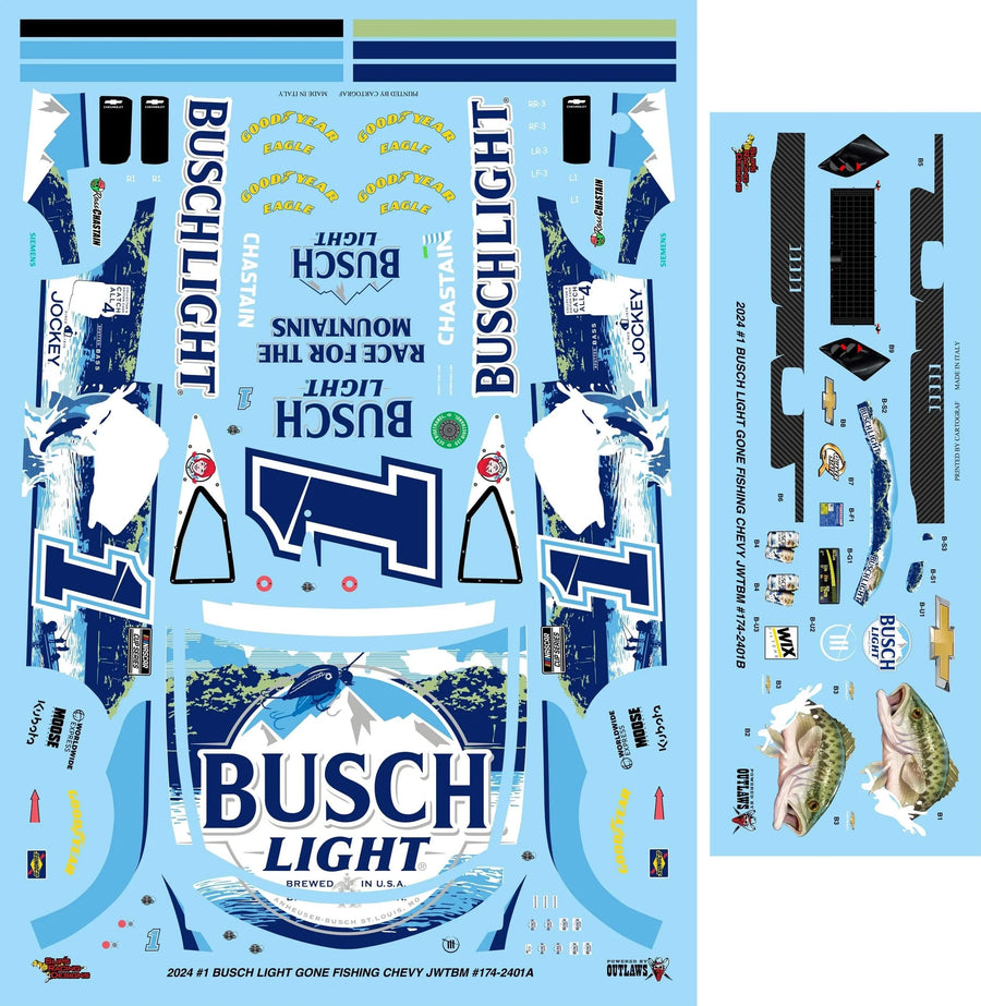 2024 Ross Chastain Busch Light Bass Bristol Spring Race Scheme with Dash Set