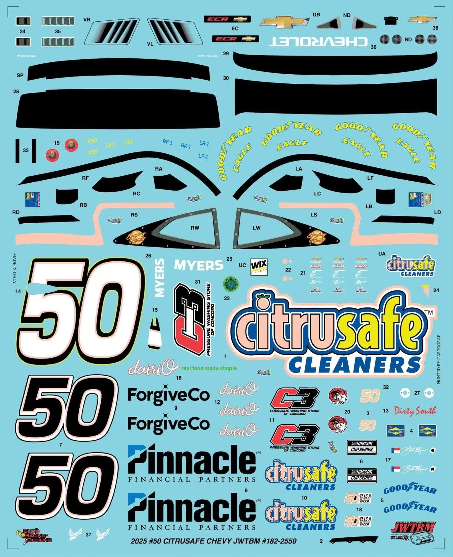 Burt Myers 2025 Citrus Safe Chevy ZL1 JWTBM Decals