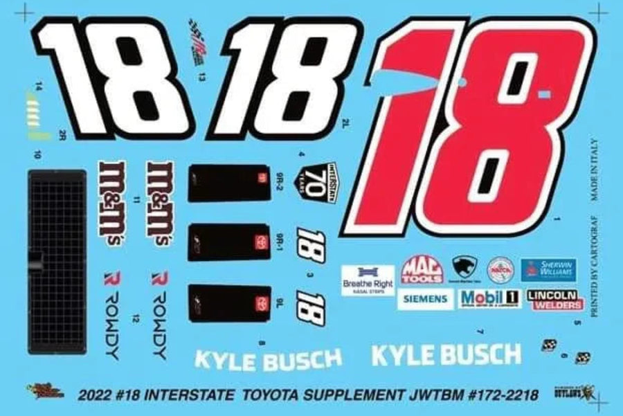 JWTBM Powered by Outlaws Kyle Busch 2022 Interstate Batteries Supplement Sheet