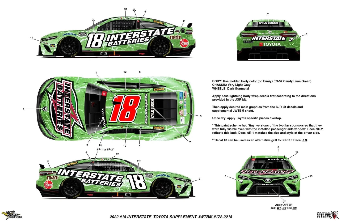 JWTBM Powered by Outlaws Kyle Busch 2022 Interstate Batteries Supplement Sheet