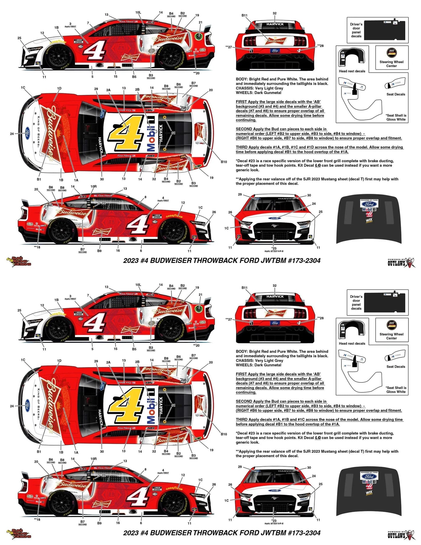Kevin Harvick Budweiser Homestead Throwback - JWTBM Powered By Outlaws