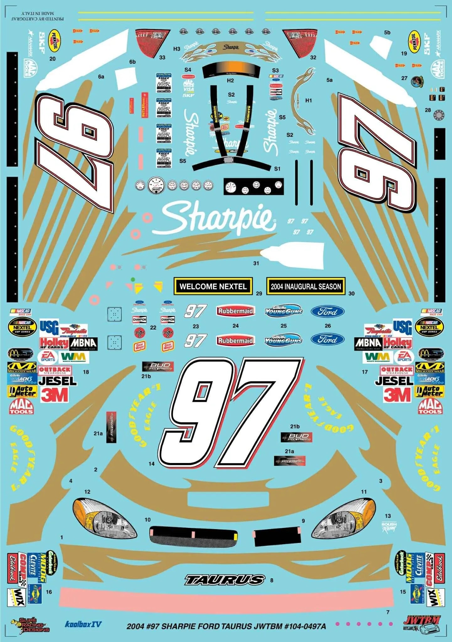 Kurt Busch 2004 Sharpie Scheme Decals - JWTBM