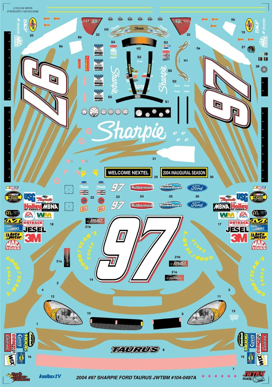 Kurt Busch 2004 Sharpie Scheme Decals - JWTBM